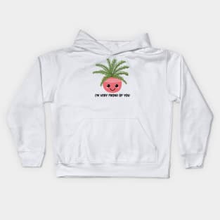 I'm Very Frond Of You - Kawaii Fern Plant Pun Kids Hoodie